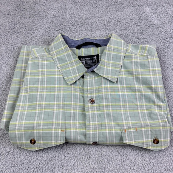 Carhartt rugged flex relax plaid button up fishing shirt button up Men’s 2XL - Picture 7 of 8